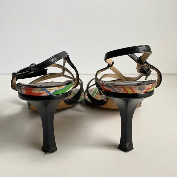 Jimmy Choo Black Leather Strappy Heels Sandals Vintage 90s Y2K Womens 38 - Picture 11 of 15